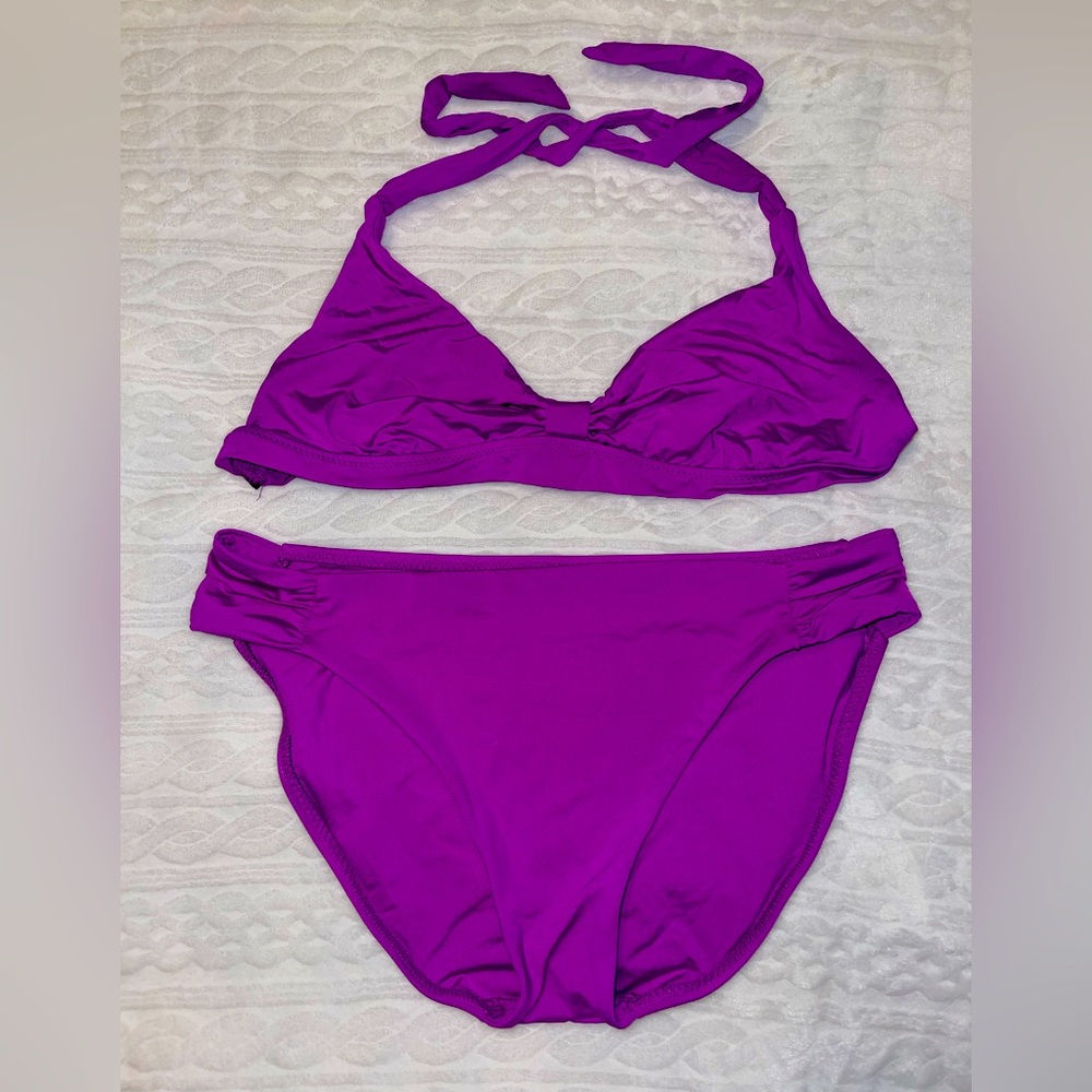 BECCA  Triangle Purple Orchid Two Piece Bikini Swimsuit Size Large